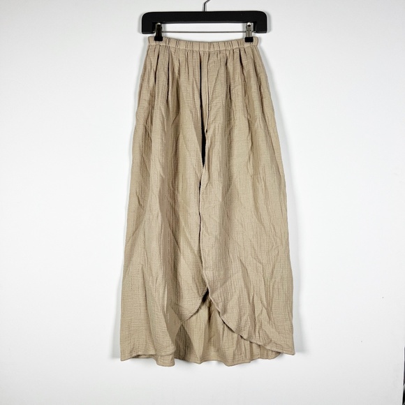 Sablyn Tanner Cotton Modal Gauze Cross Over High Slit Pull On Midi Skirt Geology - Picture 1 of 4